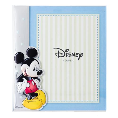 Disney Baby - Topolino Mickey Mouse - Cornice Porta Foto in Argento e Applicazioni 3D a Colori da Tavolo o Comodino per la Cameretta del Bambino perfetta come Idea Regalo Battesimo o Compleanno