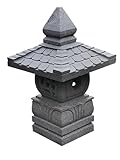 IDYL Stein-Laterne Lampe Yukimi aus Lavastein |frostfest |Höhe 50 cm | massives Naturprodukt | Dekorativ für Wohnraum/Winter-Garten/Teelicht geeignet