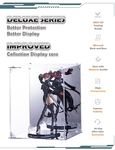 Image of Acrylic Display Case, Mirrored Back and Base, UV Protected, Front Door with Magnetic Buckle, Display Box, Dustproof Showcase for Figures, Collections, Models, Toys (8x8x10 inch, 20x20x25 cm)