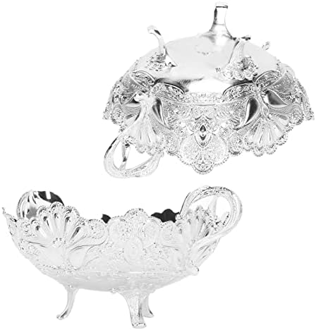 Miniatura 6 de Pssopp Frutero con pies, cuenco de fruta plateado para encimera de cocina, bandejas de frutas para servir para fiestas, plato decorativo para