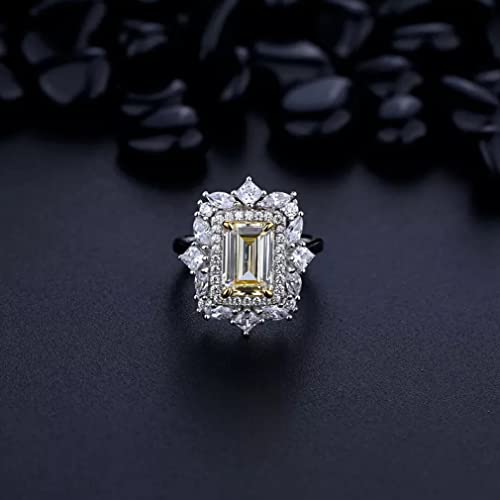 Bijoux fiançailles mariage, bague diamant carbone jaune 925 cadeau idéal