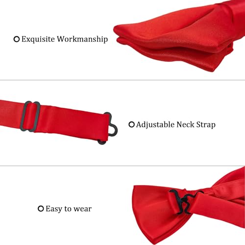 Image of Bow Tie for Men & Boys, Pre-Tied Bowtie Adjustable 9-18in, for Formal Tuxedo, Prom Party, Wedding