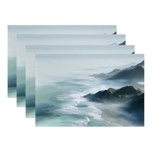 Sets de table en lin premium Batmerry rectangulaires lavables de qualité
