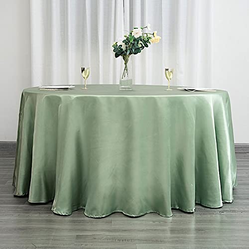 BalsaCircle Tablecloths 120 inch Sage Green Satin Round Tablecloth Table Cover Linens for Wedding Table Cloth Party Reception Events Kitchen Dining