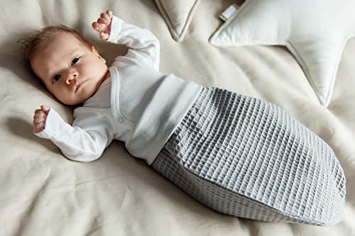 KraftKids Trappelzak wafel piqué grijs voor de herfst/winter van mousseline katoen en warm fleece verkrijgbaar in twee maten - Afbeelding 3