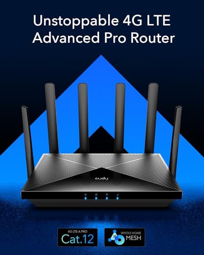 Cudy Router WiFi 4G LTE Cat 12, Qualcomm Chipset, Router modem LTE, Router cellulare Dual SIM 4G, WiFi Dual Band AC1200, 4 porte Gigabit, OpenVPN, WireGuard, Blocco banda, TTL, LT12 - Immagine 2