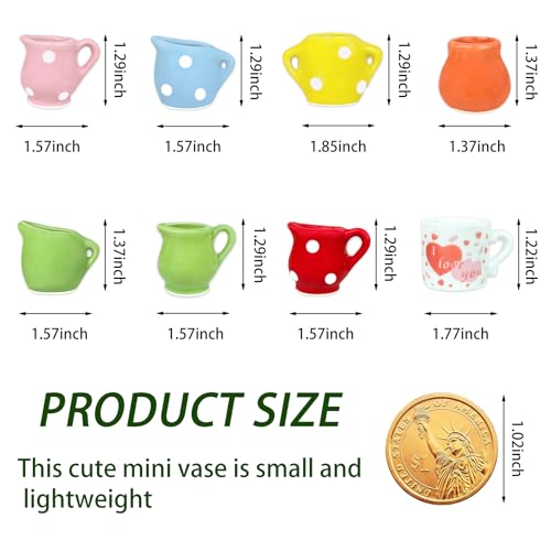 Set de 8 mini floreros magnéticos de cerámica miniatura 3