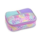 Estojo Escolar Menina Jeans Glitter Holográfico Divisórias Tendência Volta as Aulas Organizador Fofo