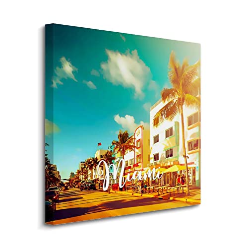 Affiche encadrée et prête à être accrochée paysage de Miami Yelolyio