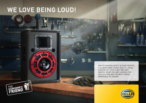Bocina HELLA 12V para evitar riesgos con sonido grave de 116dB 7
