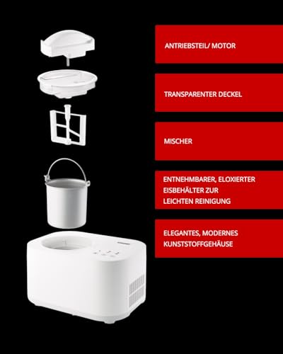 Unold 48820 Eismaschine Snow – selbstkühlender Kompressor mit 1 Liter Volumen