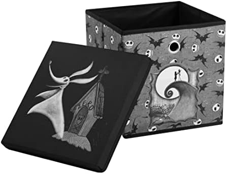 Idea Nuova Nightmare Before Christmas Collapsible Storage Cube with removable Lid, 10″ Wx10 Hx10 D