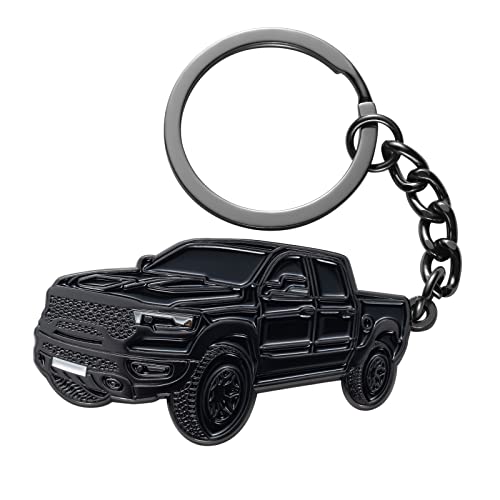 Sinlakua Car Keychain For Ram 1500 Accessories Metal/Enamel Key Chain Ring 3D Model Pickup Truck 2"X1.3" Black #TOP26