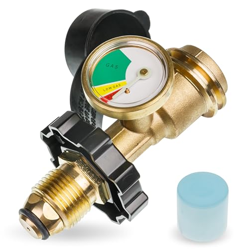 BlueStars [100% Solid Brass] 100 lb Propane Tank Adapter, POL Propane Gauge for 100 lb Propane Tank, Converts POL LP Tank Service Valve to QCC1/Type 1 - Old to New Connection Type