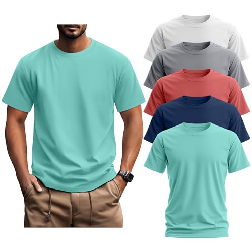 Ficerd 5 Pack Men's Big and Tall Shirts Short Sleeve