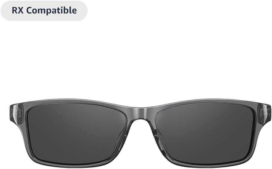 Amazon Echo Frames (newest model), Smart glasses with Alexa+ Early Access, Modern Rectangle frames in Charcoal Gray with polarized sunglass lenses