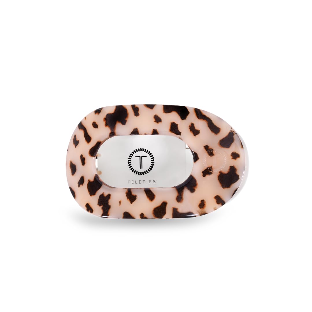 TELETIES - Large Flat Round Clip - Strong Grip, Bendable Teeth, Comfortable Curved Design - For Lying Down, Yoga, Driving & More - Ideal for Thick Hair - For All Hair Textures - Blonde Tortoise