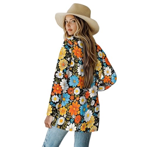 Image of Womens Open Fron Cardigan Sweaters Long Sleeve Oversized Casual Tops Loose Lightweight Daily Coats with Pockets