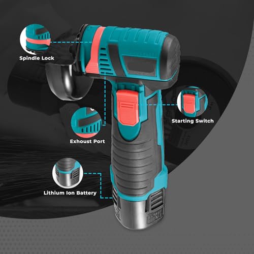Image of Mini Angle Grinder Machine with 48V-2 Rechargeable Battery |19500 RPM With Abrasive Wheels for Cutting, Grinding & Polishing Metal, Marble & Stone Cutting with Spindle Lock and Toggle Switch.