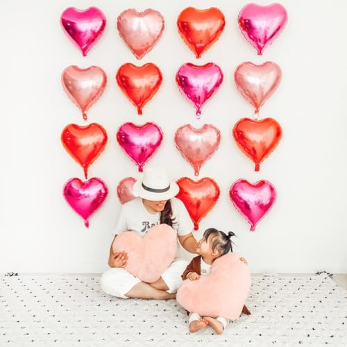 Image of Rose Gold Foil Heart Balloons, 10PCS Rose Gold Heart Shape Balloons, Valentines Balloons 18inch Foil Balloons for Helium Birthday Decorations for Valentines Day, Wedding, Brithday Party, Baby Shower