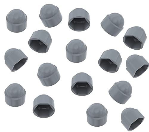 TERF® M12 Grey Plastic Hex Nut Bolt Dome Cap Cover M12 (19mm Spanner) Nut and Bolt Protective Caps Cover Hexagonal - Pack of 10