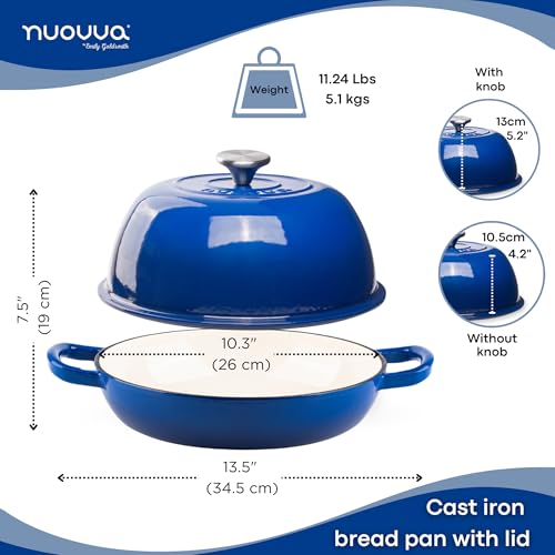 Enamelled Cast Iron Dutch Oven Pot – Dutch Oven For Sourdough Bread Baking – Cast Iron Bread Pot – Dark Blue, 6 Quarts, 26cm – by Nuovva - Image 3