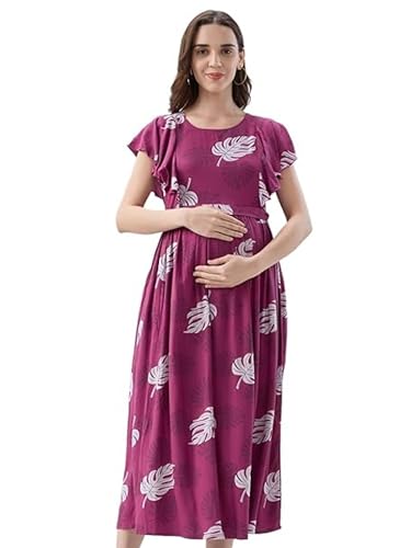 Image of AV2 Women Maternity Feeding Dress Purple X-Large 5176