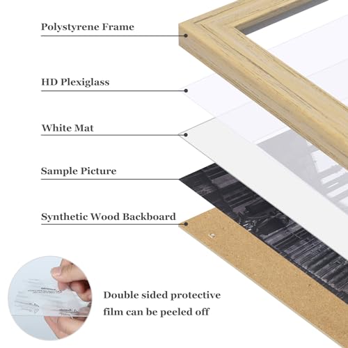 BSRHOME 12x16 Picture Frames Set of 2 with Plexiglass, Display Pictures 11x14 with Mat or 12x16 Without Mat for Tabletop Display and Wall Mounting，Natural Wood Color by BSRHOME - Used condition - Image 4