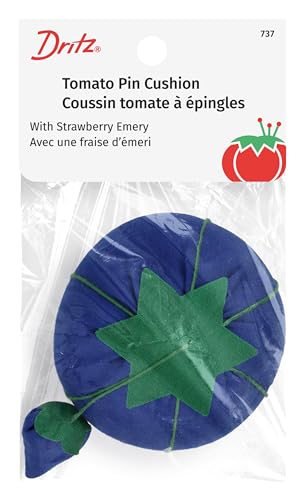 Dritz 2-3/4 Tomato Pin Cushion with Strawberry Emery Assorted Colors: Pink Purple & Blue 1 Count