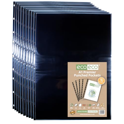 Fundas A1 transparentes eco-eco Eco190 con papel de montaje negro de calidad
