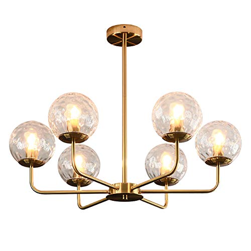 Chandelier contemporain 6 globes en verre et métal noir de qualité supérieure