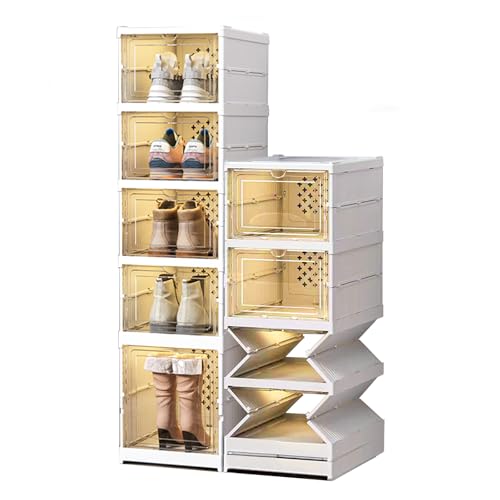Frlanse 5 Tiers Stackable Shoe Storage Organizer bins open front,