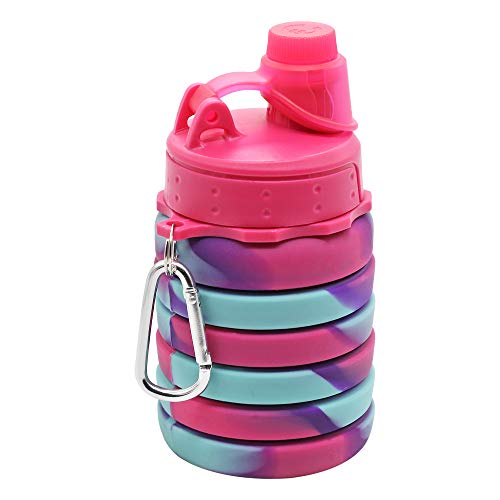 Image of HAMSTER London Silicone Expandable and Foldable Water Bottle for Kids 500ml (Hot Pink)