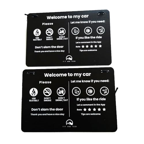FIT AND TECH Pro Rideshare Signs, Use Seatbelt, Don't Smoke,