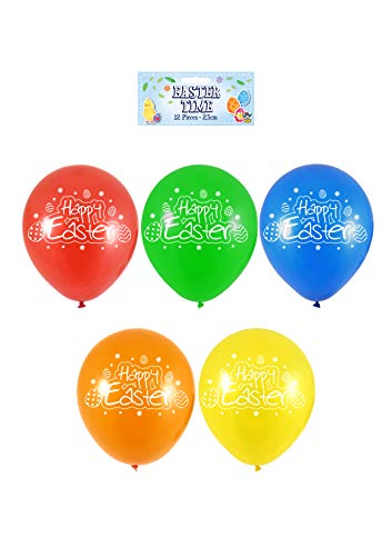 PARTY TIME HAPPY EASTER BALLOONS 12 PIECES 23 CM ASSORTED COLOURS
