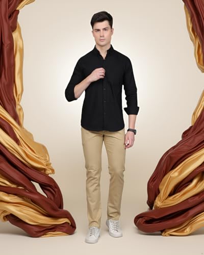 Image of Majestic Man Premium Cotton Slub Slim Fit Comfortable Solid Stylish Trousers