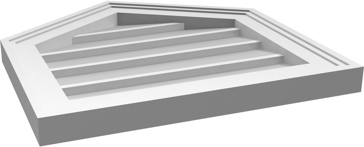 GVSPE18X1802SN-08 Peaked Top Brickmould Frame, Primed Tan Signature Series Surface Mount Gable Vents, 18-in. W x 18-in. H, Unfinished