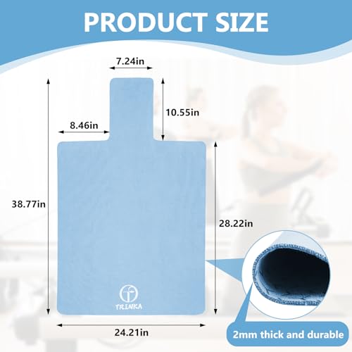 Non-Slip Pilates Reformer Mat, 2mm Thick Pilates Reformer Machine Cover Mat, 39" x 24" Foldable Washable Absorb Sweat Accessory for Home, Studio, Gym Fitness (Blue) by TRINKA - Used condition - Image 2