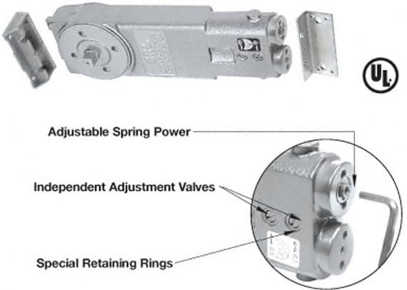 CRL 105 Degree No Hold Open Adjustable Spring Power Overhead Concealed Door Closer- Body Only