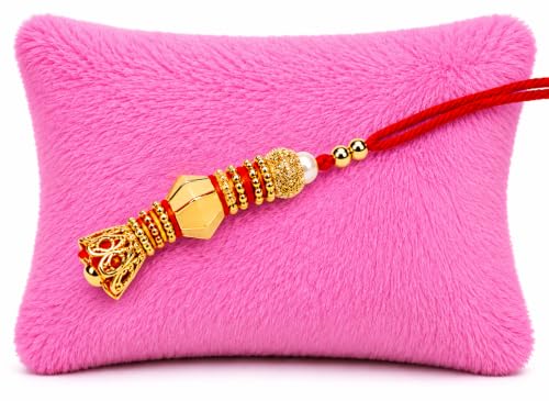 Image of Ethnic Lumba Rakhi with Pearl and Golden Beads, Premium Raksha Bandhan Gift