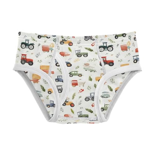 Boys' Exclusive Briefs Toddler Underwear 95% Combed Cotton Boxerbriefs 2T Cars Tractors Leaf Pattern