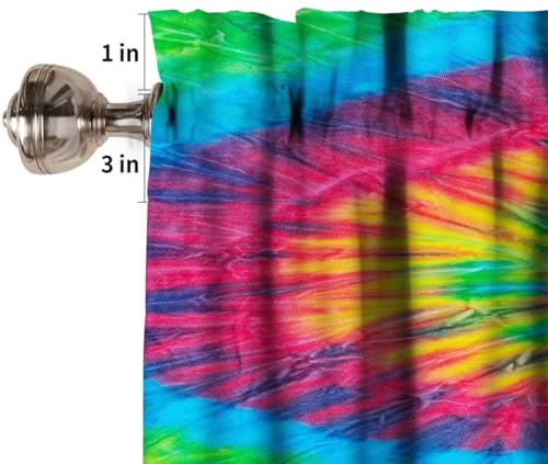 Image of Swirl Tie Dye Multicolor Window Valance Curtain,Retro Spiral Hippie Style Chic Watercolor Window Valances Treatments for Kitchen Living Room Cafe Decor 54'x18', 1 Panel