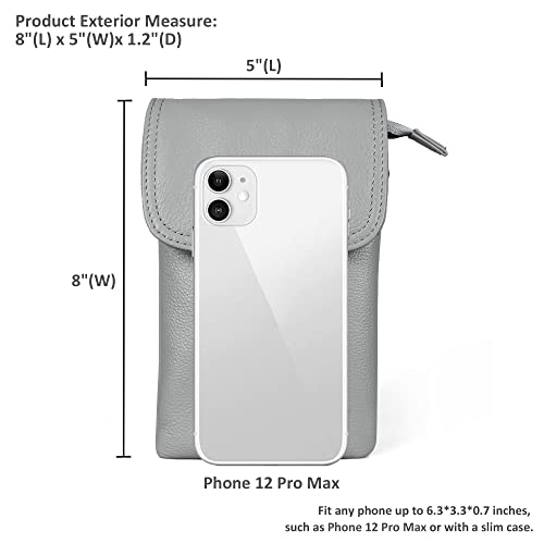 Image of befen Genuine Leather Small Crossbody Bags for Women Cell Phone Bag Cross Body Purses,Silver Zipper