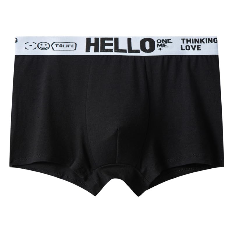 Men's Breathable Ice Boxer Briefs - Solid Color with Letter Print Underpants