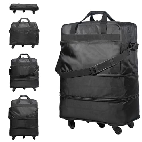 Suitcases with Wheels, Expandable Foldable Luggage Bag, Collapsible Rolling Travel Bag for Men Women, Lightweight Duffel Bag with Spinner Wheel