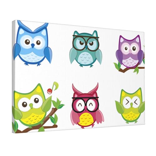 Poster hiboux oiseaux sur toile de qualité artistique pour une peinture murale raffinée