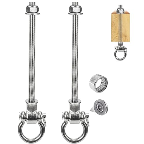 Yyiwhmy Lot de 2 Crochets de Balançoire M10 pour Poutres en Bois, Supports de Suspension 280mm en Acier Inoxydable avec Roulements, pour Hamac, Chaise...