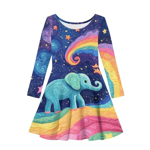 Dresses Cute Long Sleeve Midi Fit and Flare A Line Party Dress Girls Round Neck Casual Comfy Flowy Fall Dresses