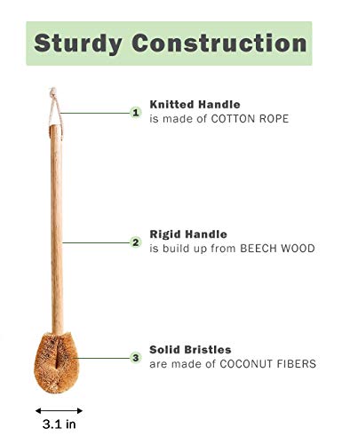 Updated Modern Version Toilet Bowl Brush, Natural Coconut Fiber Brush Head And Beechwood Handle For Bathroom Toilet - Sturdy, Deep Cleaning, Eco-Friendly, Toilet Cleaning Brush With Hanging Hook #TOP1