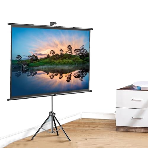 Pantalla de proyector portátil 72 pulgadas 16:9 con soporte retráctil miniatura 1